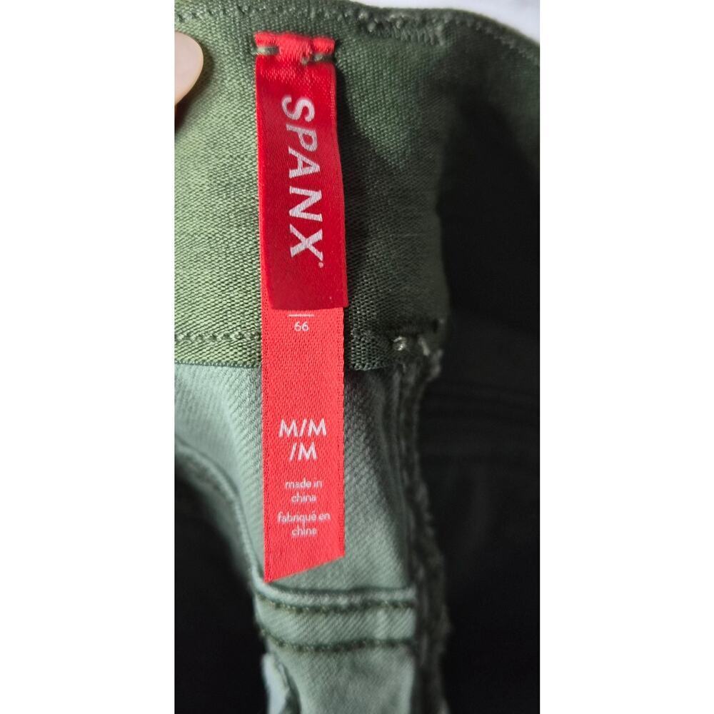 ​SPANX Twill Crop Wide Leg Pants Medium Olive Green High Waist Stretch women's. - Picture 7 of 10